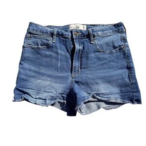Abercrombie & Fitch Womens Denim Shorts Blue Wash Frayed Hem Size 29 Medium Wash